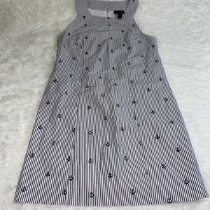 Cotton Seersucker Nautical Dress Cotton lined with embroidered anchors